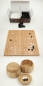 Preview: 20 mm Bamboo Folding Board, printed / 10x21,5 mm Glass Stones / Bamboo Bowls / Set Bag