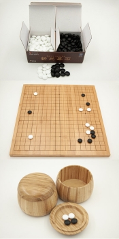 20 mm Bamboo Folding Board, cutted / 10x21,5 mm Glass Stones / Bamboo Bowls / Set Bag